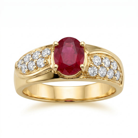 Oval Ruby & 14-Diamond Pavé Ring