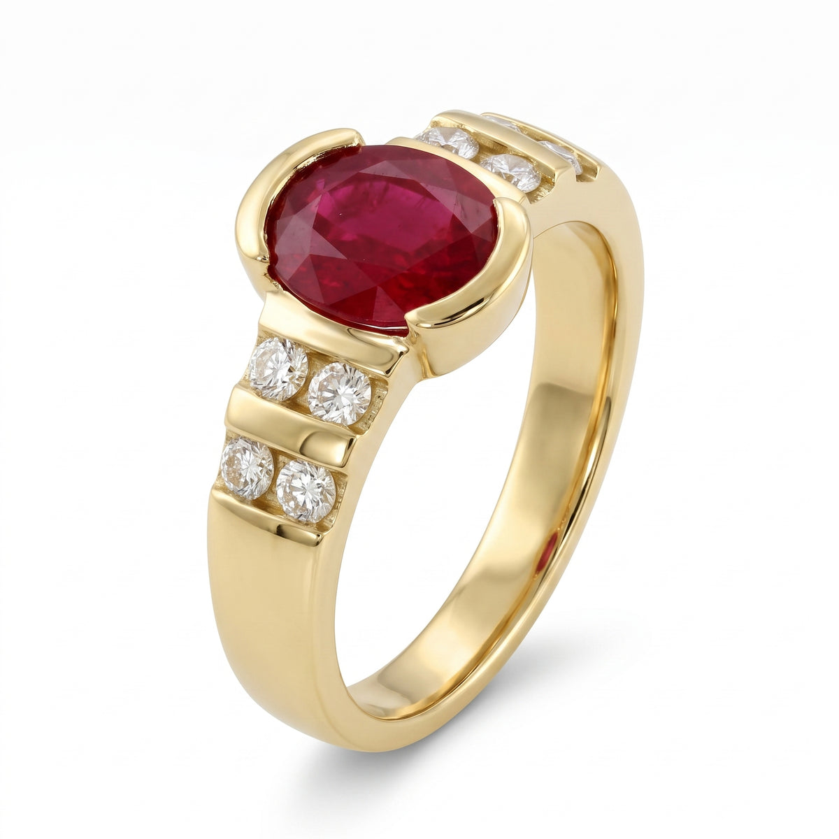 5x6mm Oval Ruby & 8-Diamond Ring