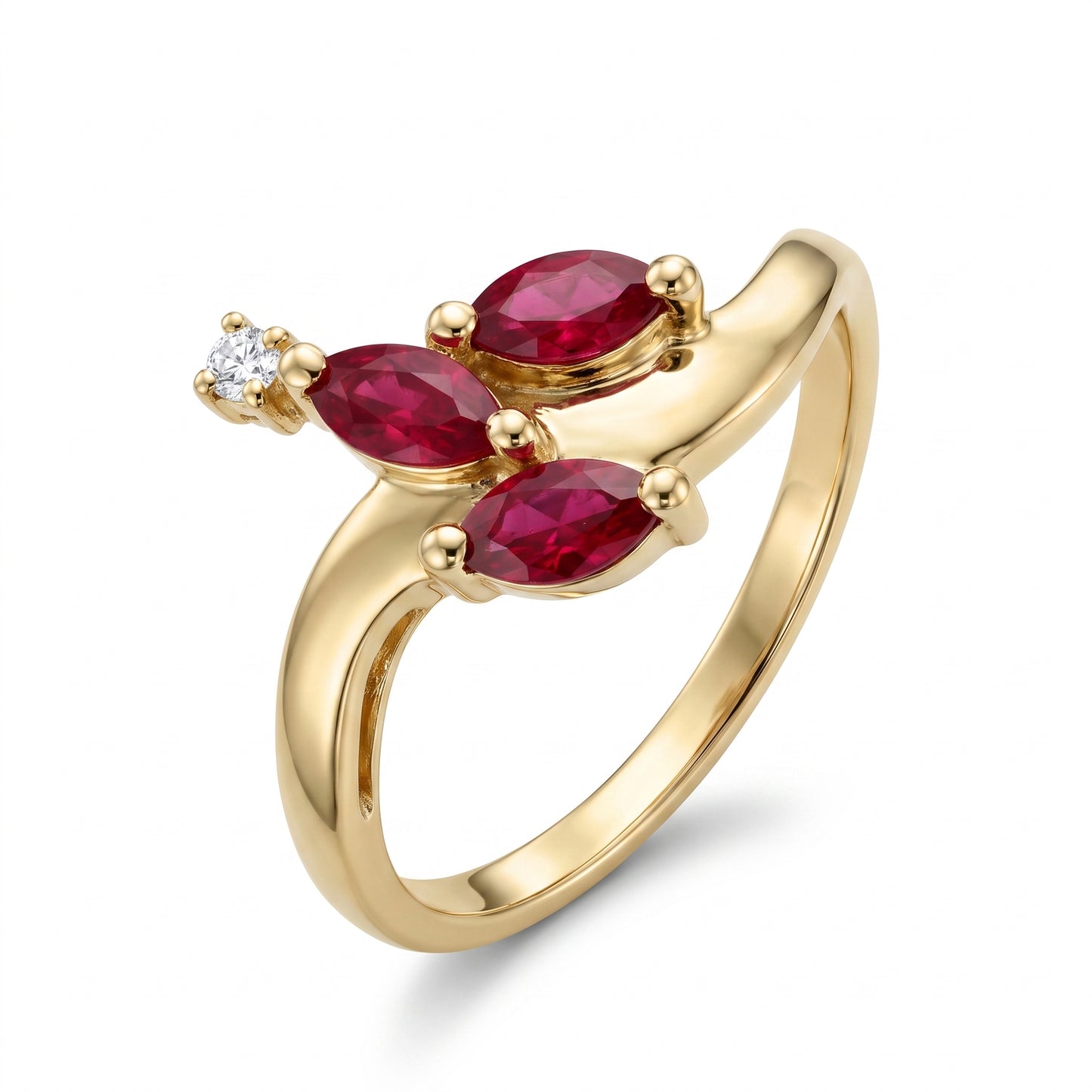 Marquise Ruby Leaf Bypass Ring