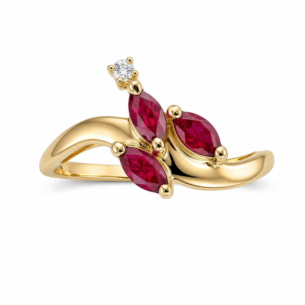 Marquise Ruby Leaf Bypass Ring