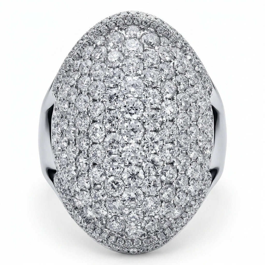 Diamond Pave Dome Cocktail Ring - white background