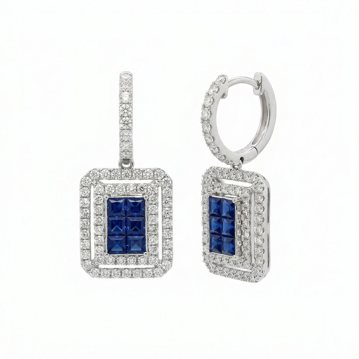 Sapphire Rectangle Earrings