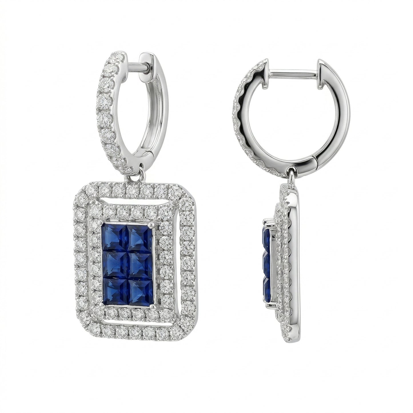 Sapphire Rectangle Earrings