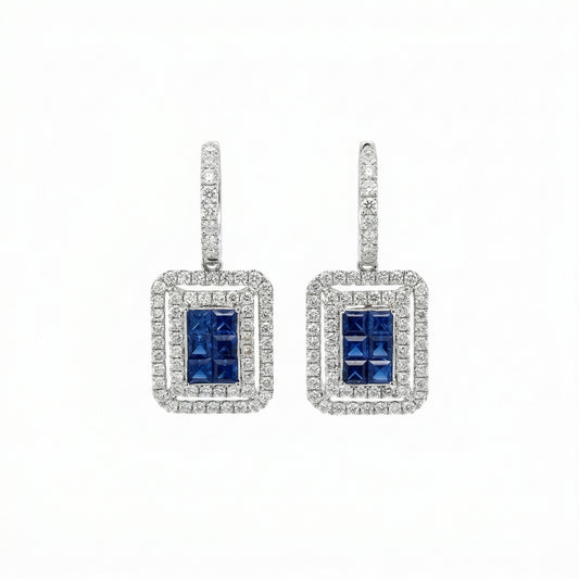 Sapphire Rectangle Earrings