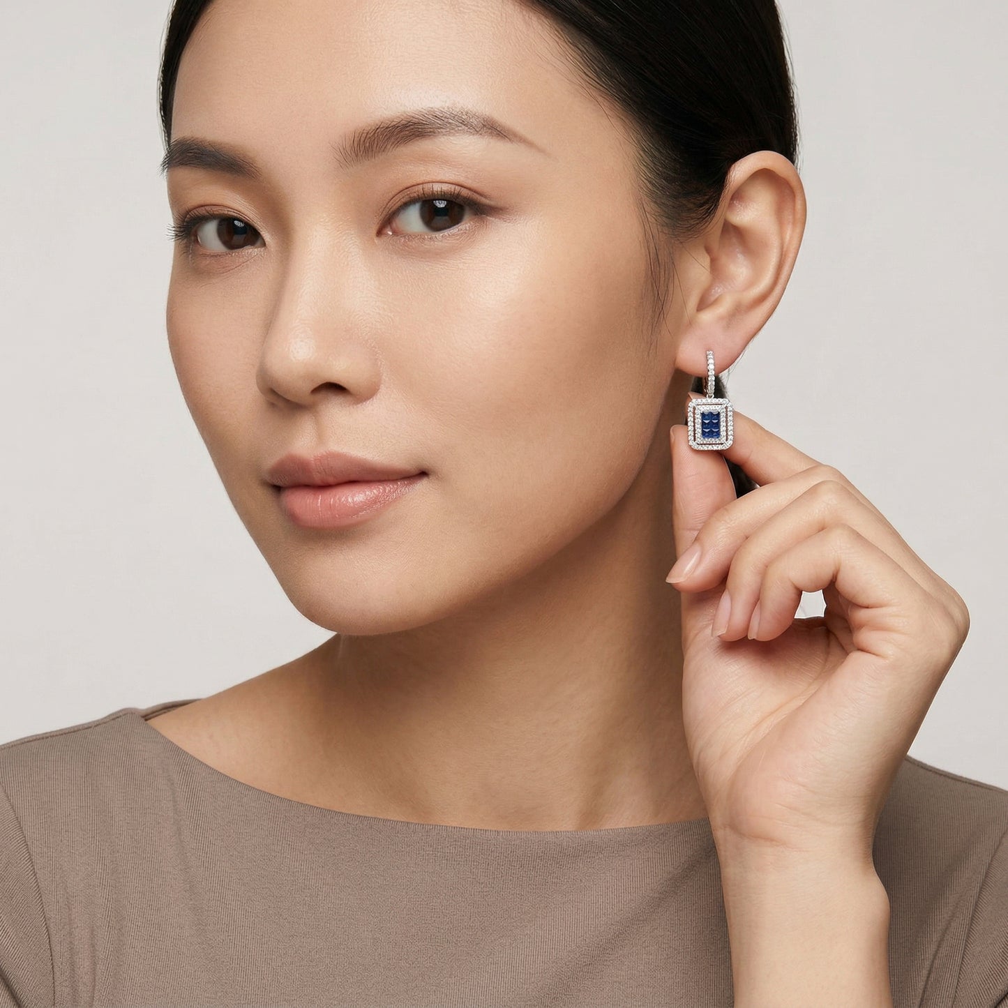 Sapphire Rectangle Earrings