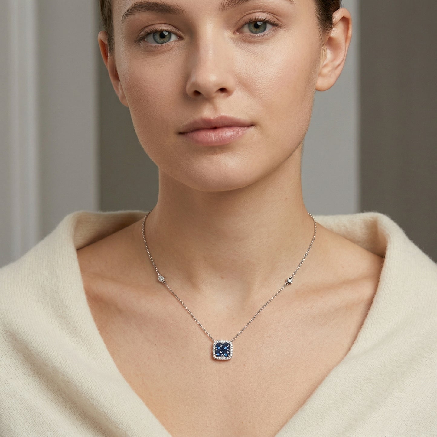 Sapphire Box Necklace