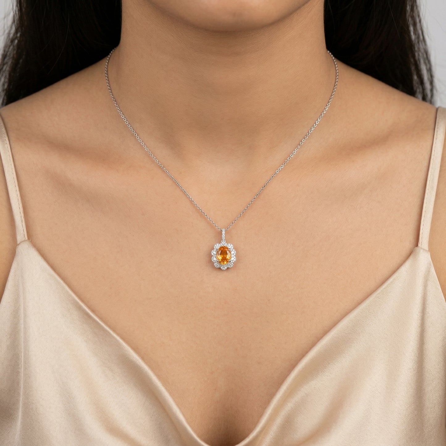 Orange Sapphire Sun Pendant