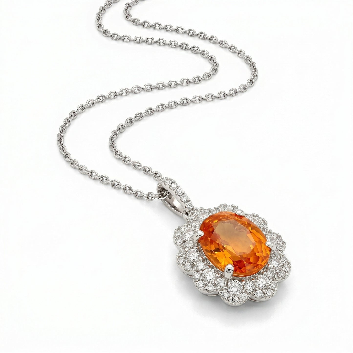 Orange Sapphire Sun Pendant