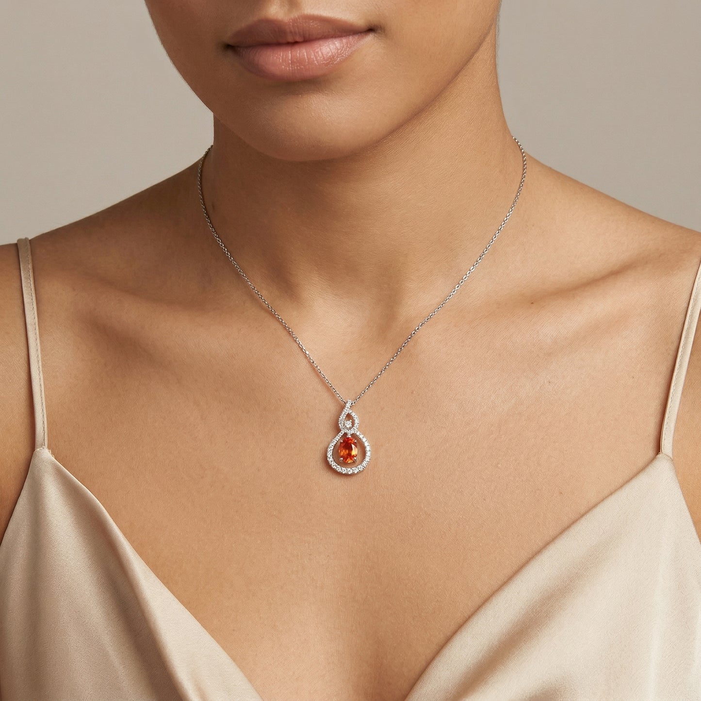 Dangling Orange Sapphire Necklace