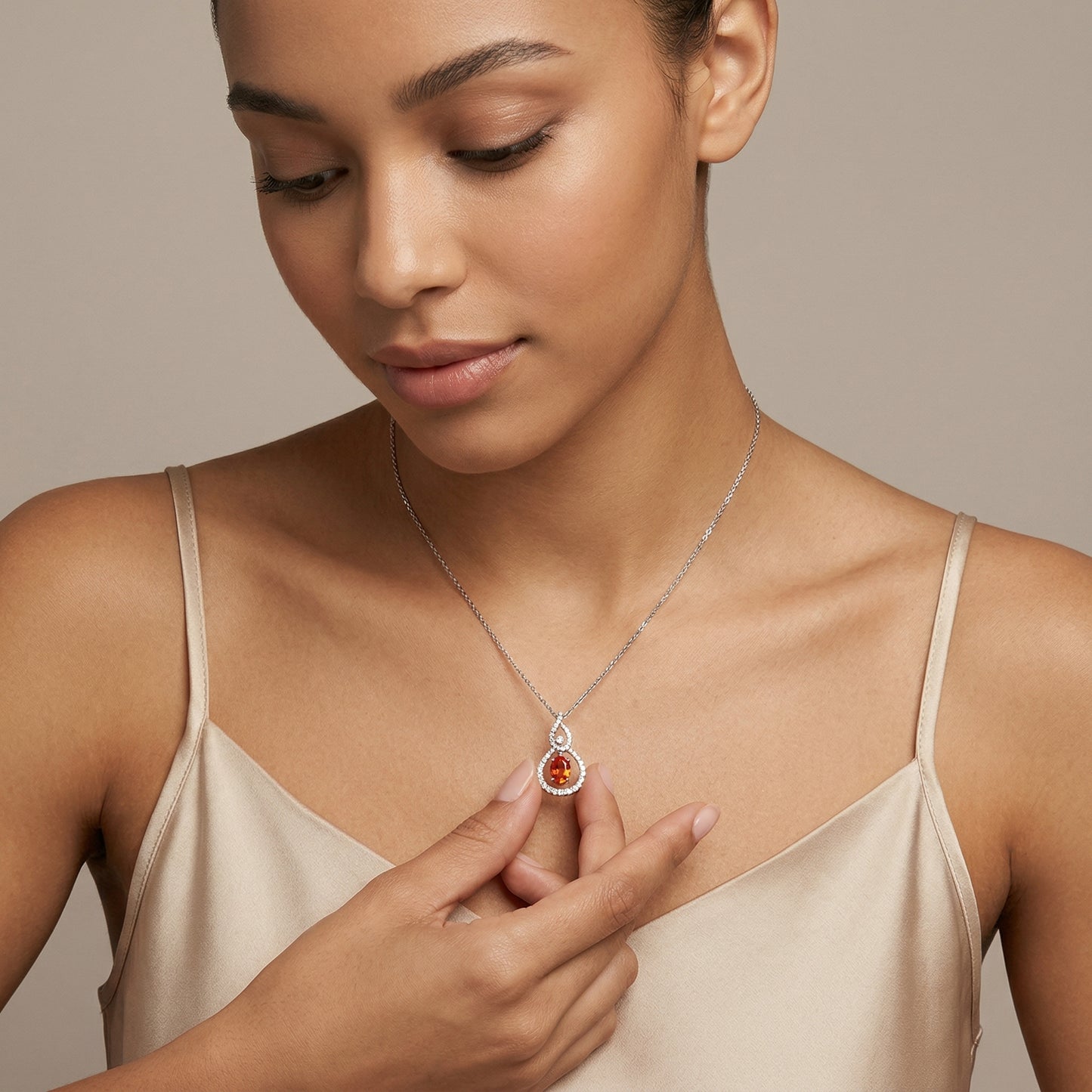Dangling Orange Sapphire Necklace
