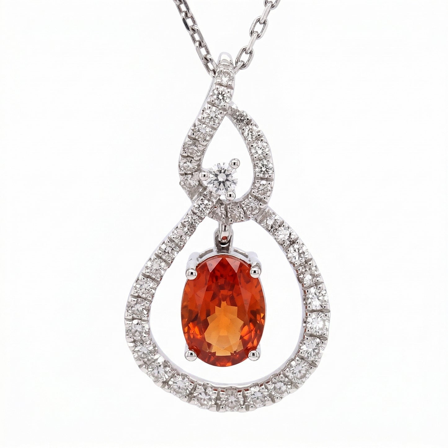 Dangling Orange Sapphire Necklace