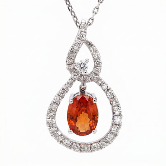 Dangling Orange Sapphire Necklace