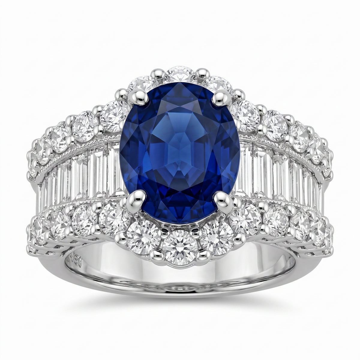 4.76ct Ceylon Sapphire & Diamond Wide Band Ring