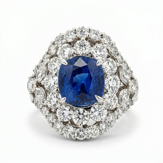 Sapphire Double Halo Ring