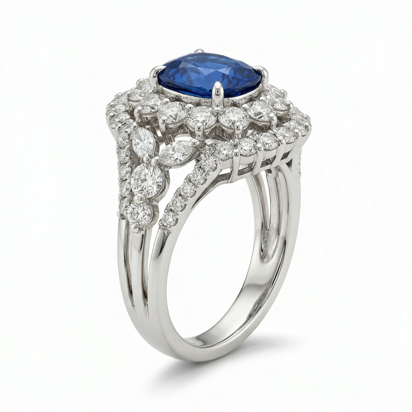 Sapphire Double Halo Ring