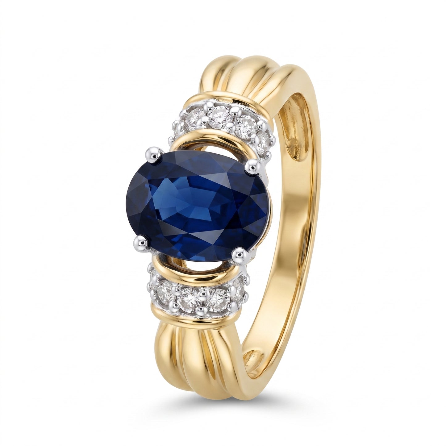 6.5x9mm Sapphire & 10-Diamond Ring