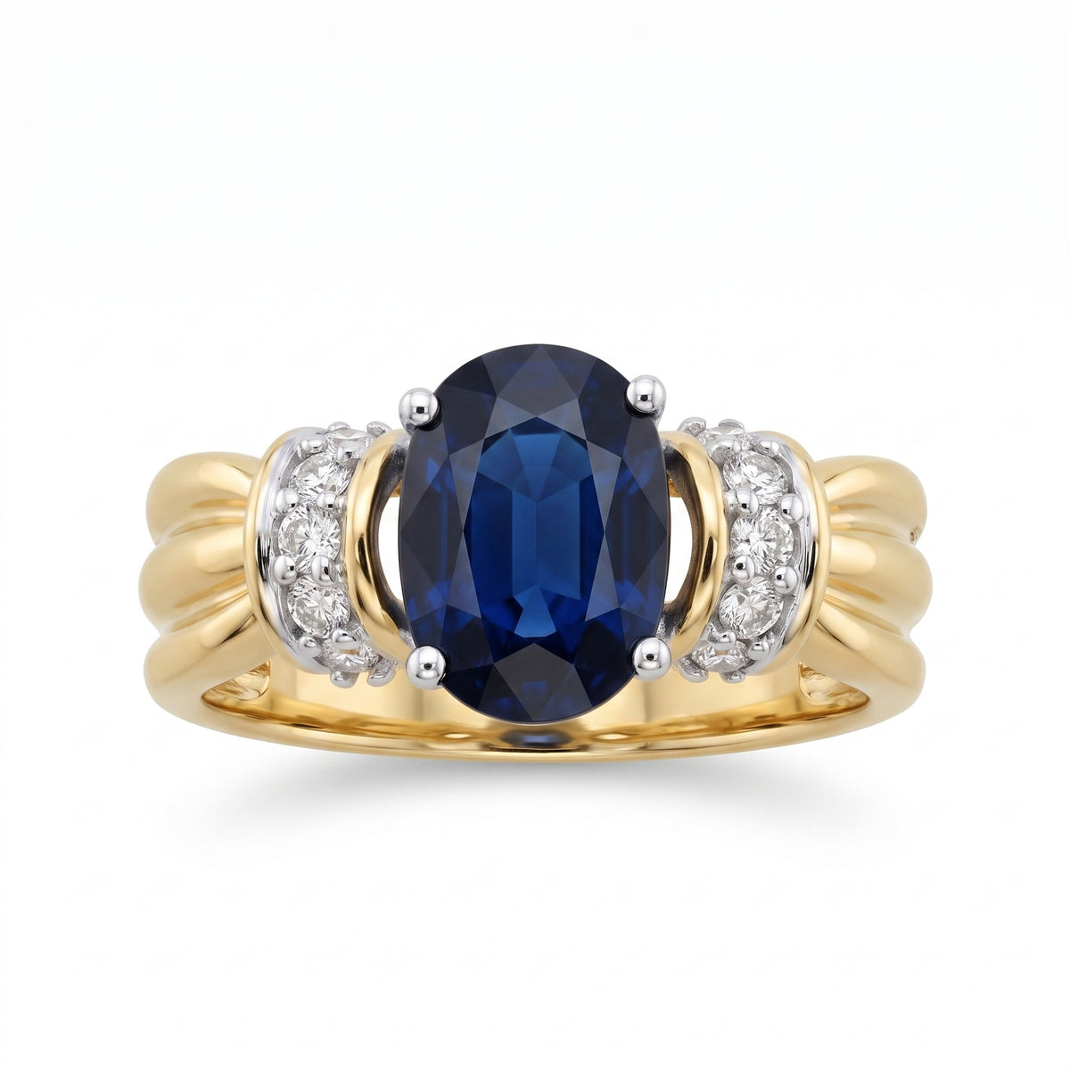 6.5x9mm Sapphire & 10-Diamond Ring