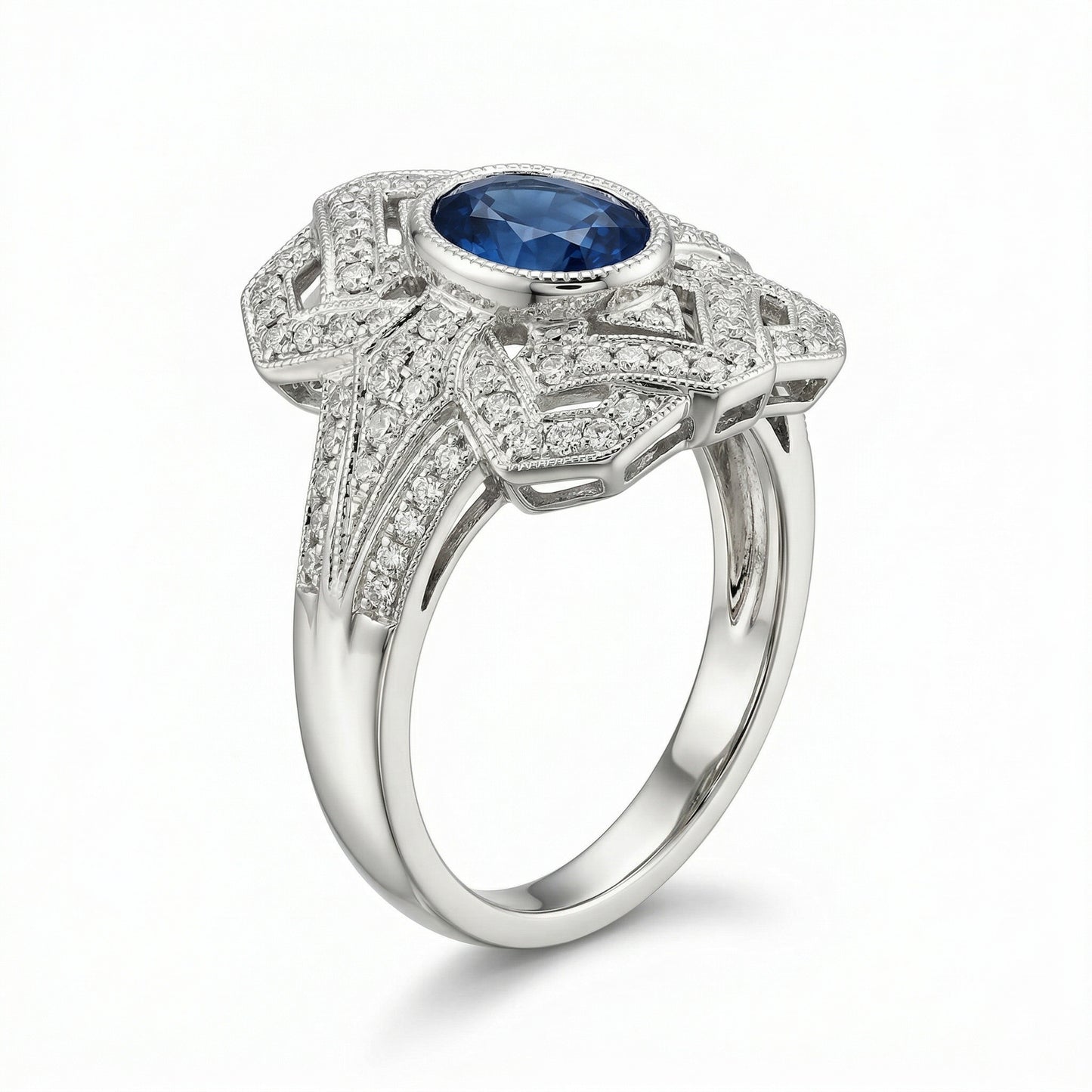Diamond Plate Sapphire Ring