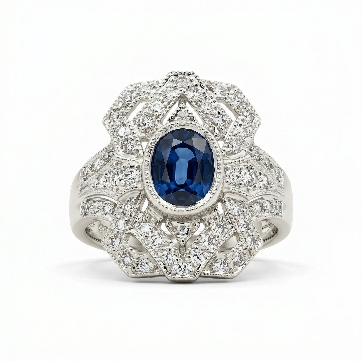 Diamond Plate Sapphire Ring