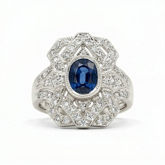 Diamond Plate Sapphire Ring