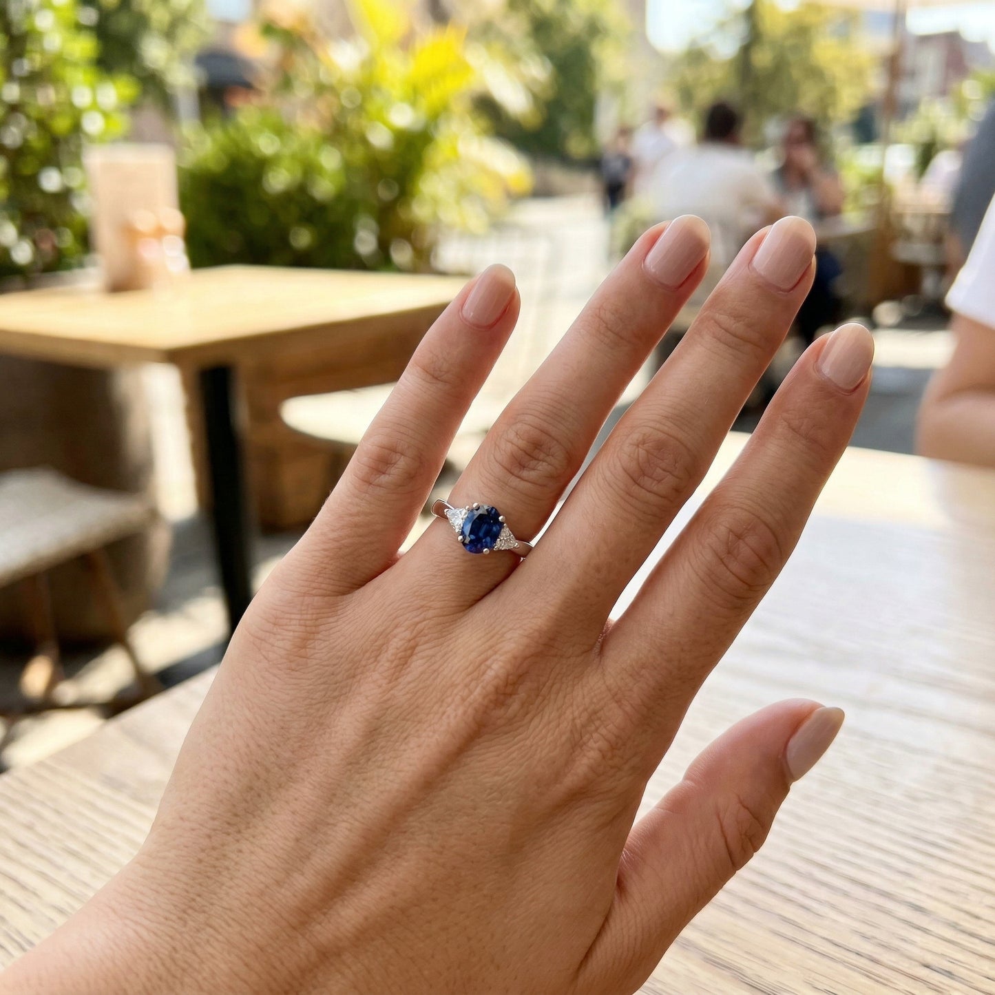 Sapphire & Diamond Heart Ring