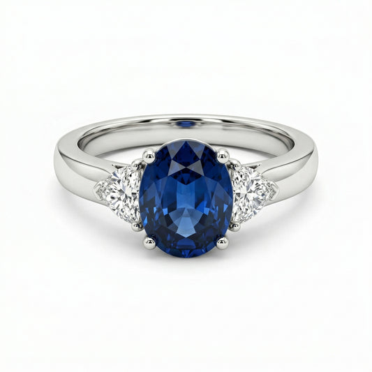 Sapphire & Diamond Heart Ring