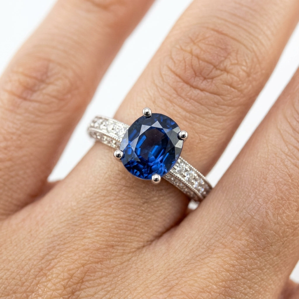 Oval Sapphire & 30-Diamond Pavé Ring