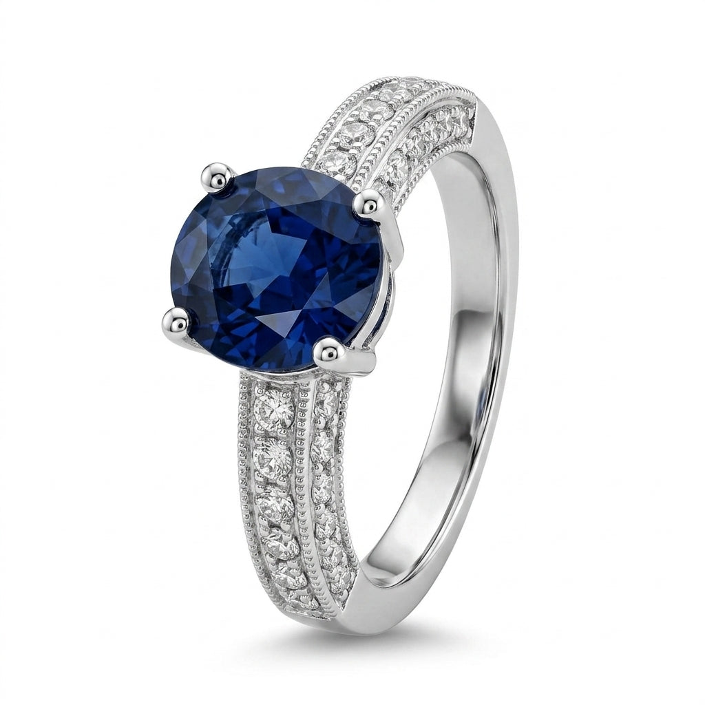 Oval Sapphire & 30-Diamond Pavé Ring
