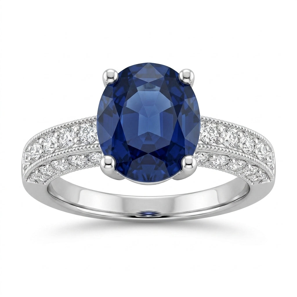 Oval Sapphire & 30-Diamond Pavé Ring