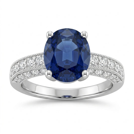 Oval Sapphire & 30-Diamond Pavé Ring
