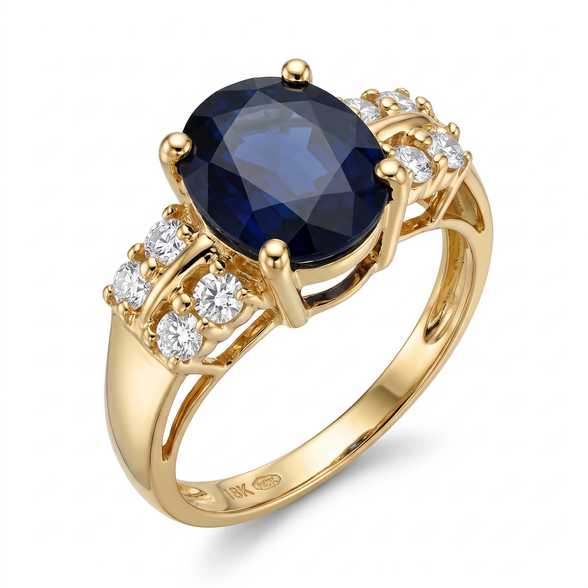 6.75x8.25mm Oval Sapphire & 8-Diamond Ring