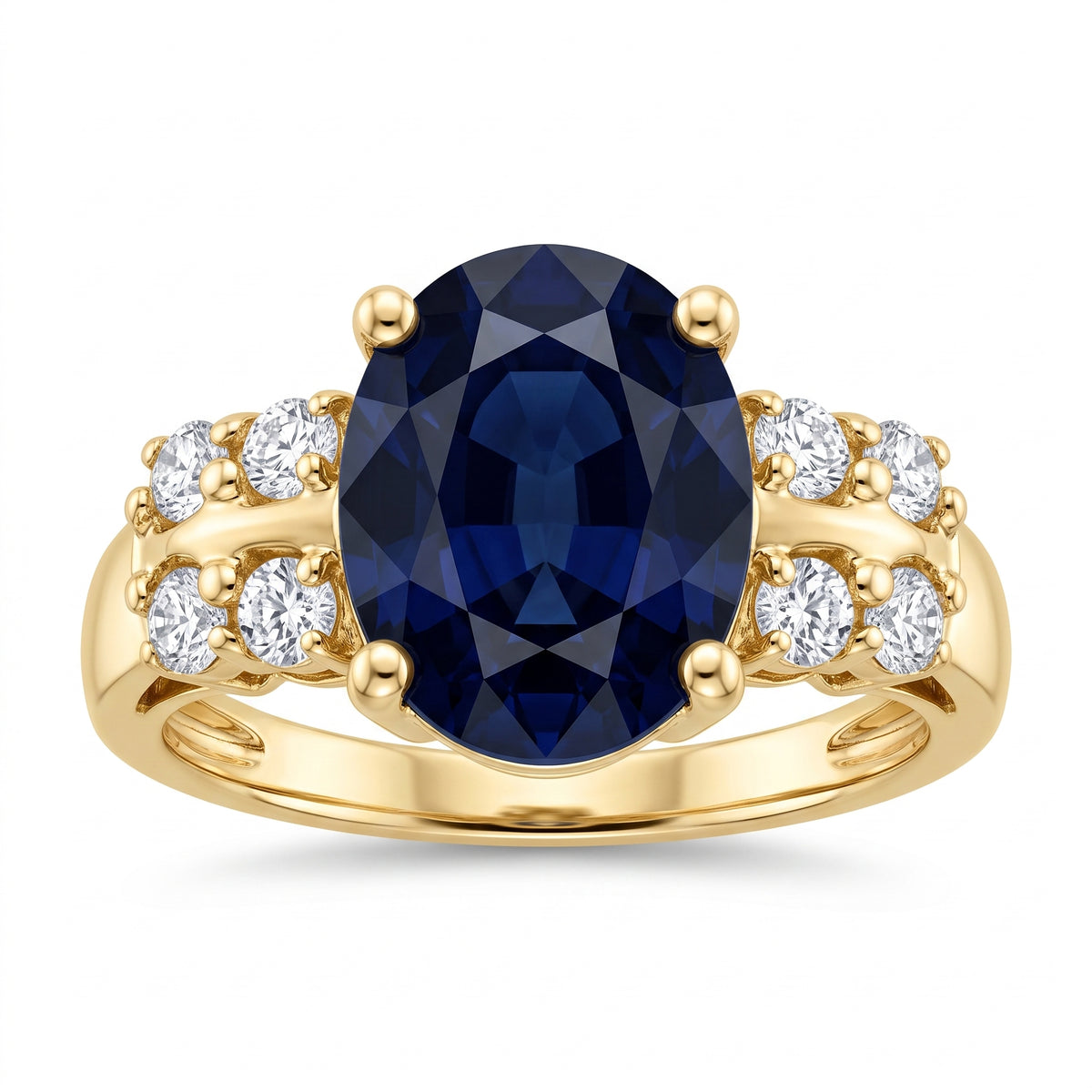 6.75x8.25mm Oval Sapphire & 8-Diamond Ring