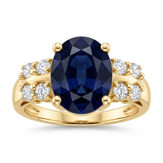 6.75x8.25mm Oval Sapphire & 8-Diamond Ring