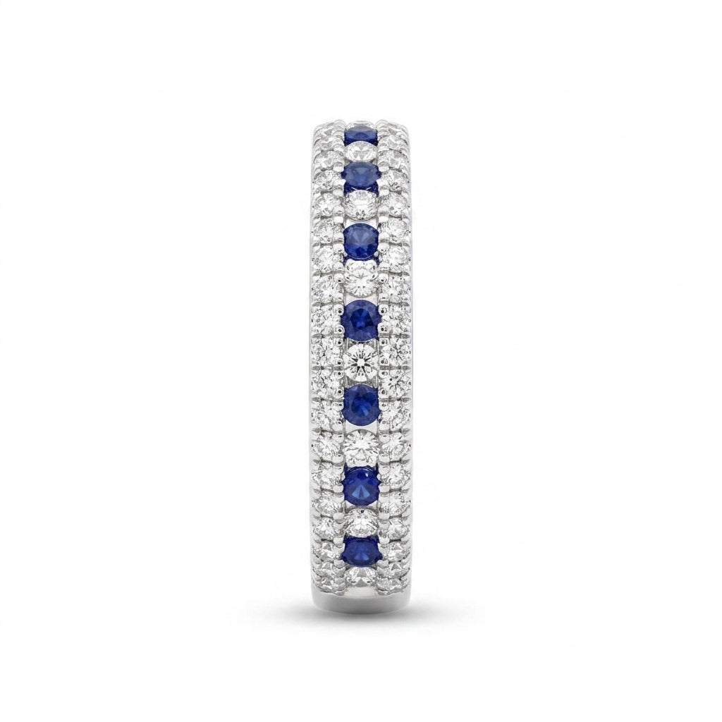 7 Round Sapphire & 50-Diamond Band Ring