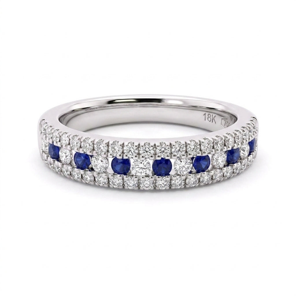 7 Round Sapphire & 50-Diamond Band Ring