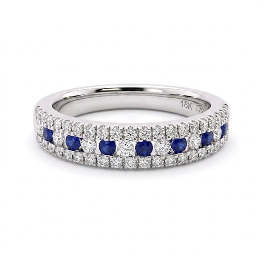 7 Round Sapphire & 50-Diamond Band Ring
