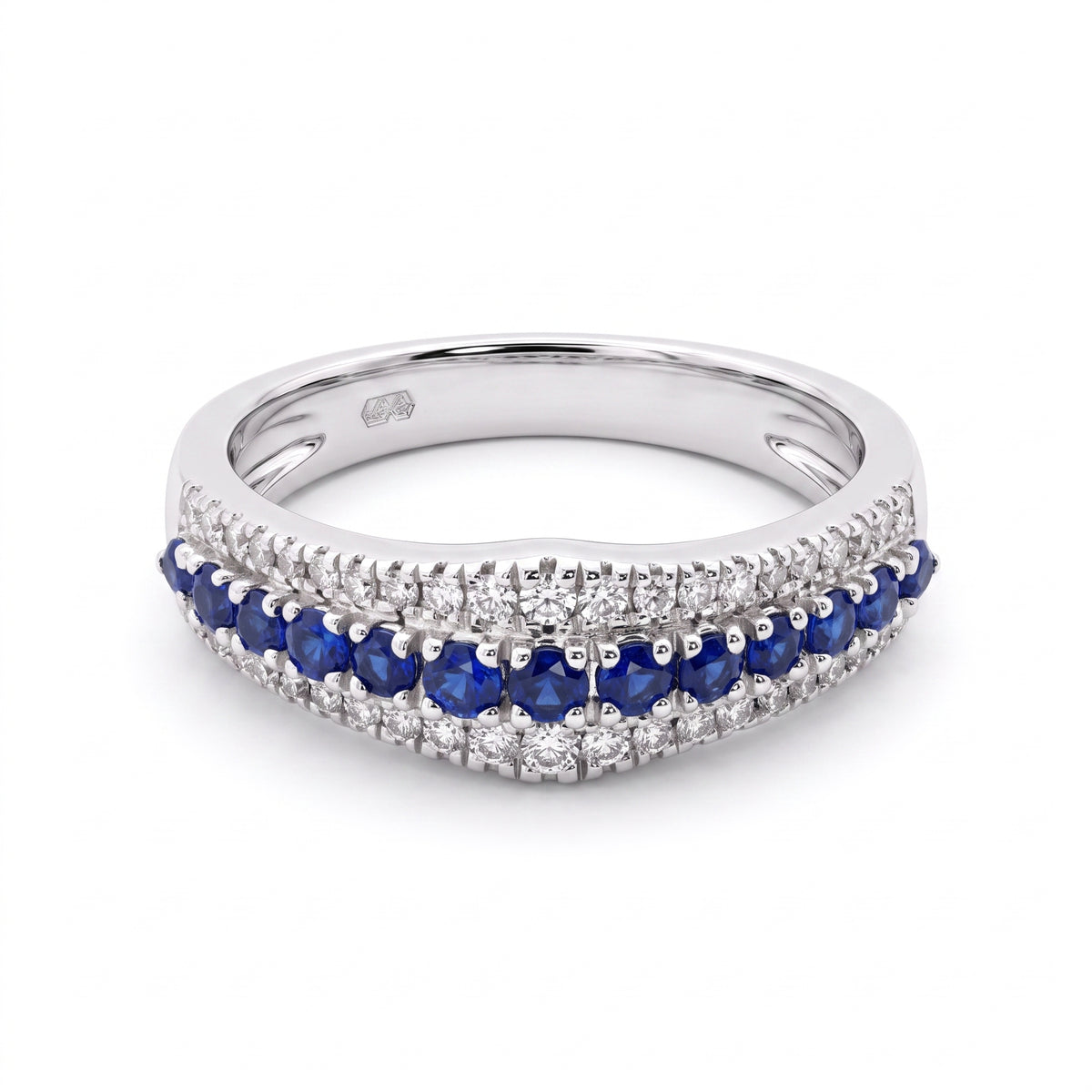 13 Round Sapphire & 42-Diamond Band Ring