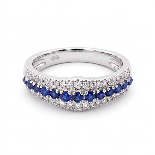 13 Round Sapphire & 42-Diamond Band Ring