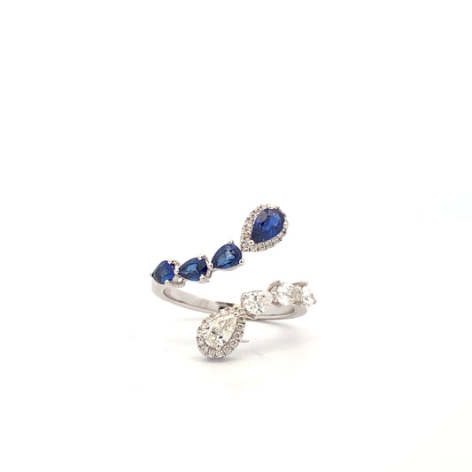 Sapphire & Diamond Bypass Ring