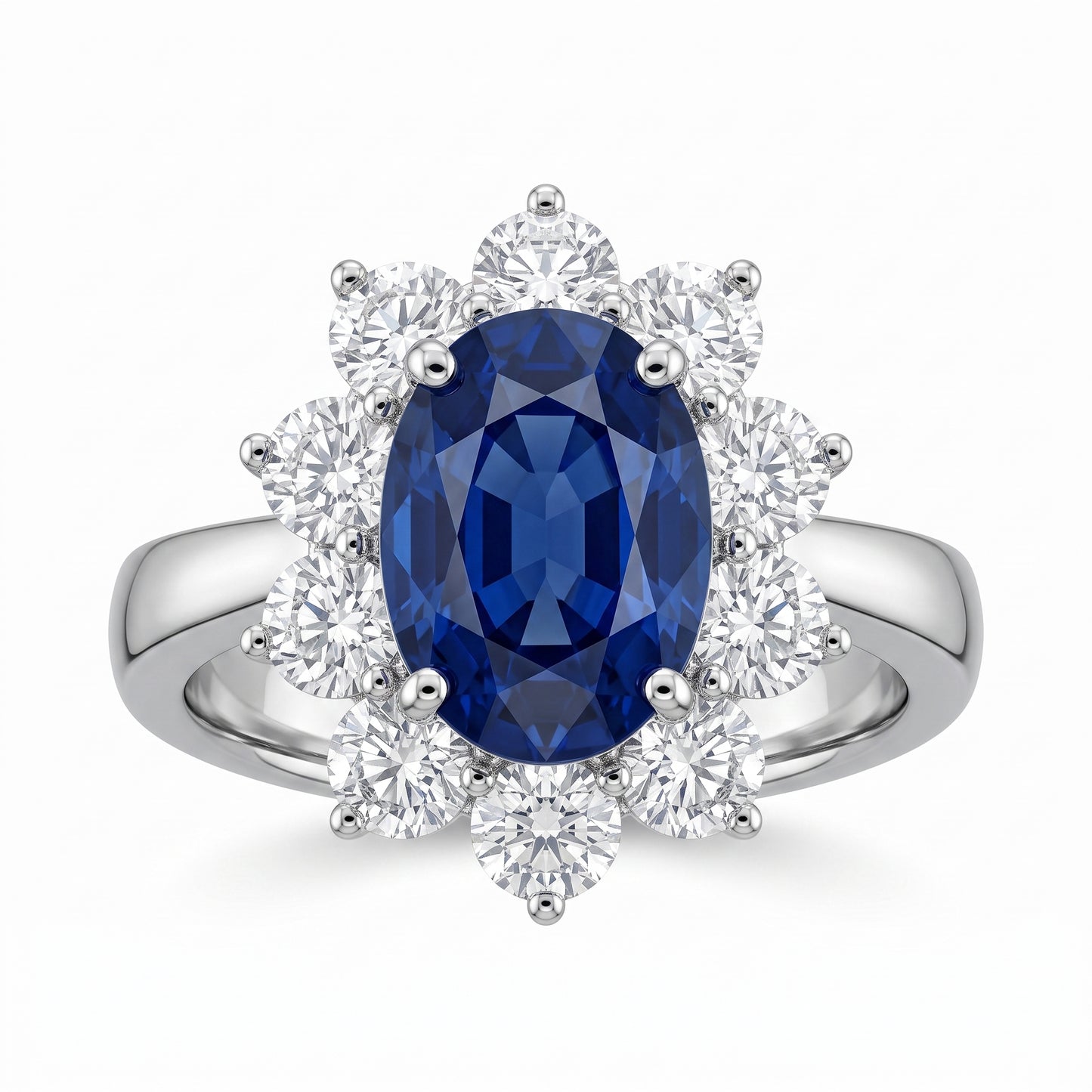 3.51ct Oval Sapphire & Diamond Cluster Halo Ring