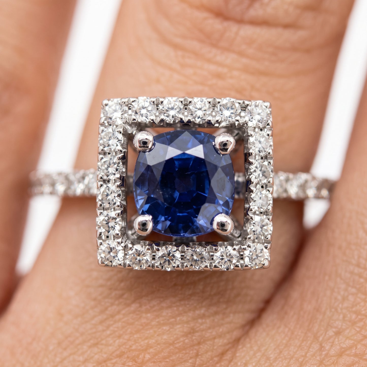4.5x5mm Round Sapphire & 34-Diamond Micro-Set Ring