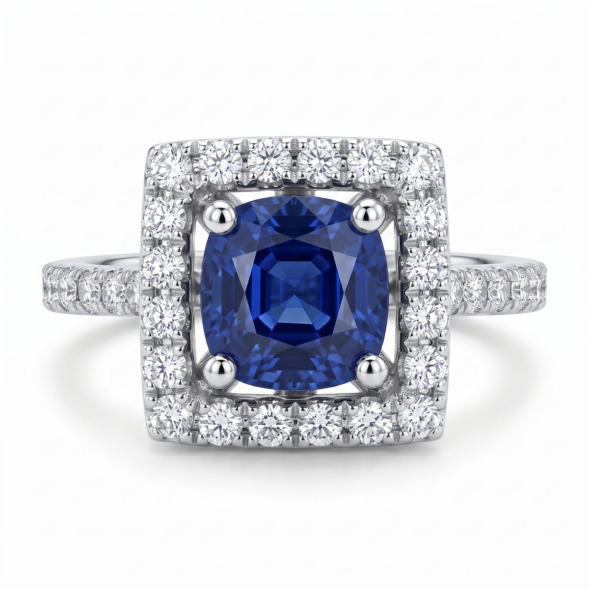 4.5x5mm Round Sapphire & 34-Diamond Micro-Set Ring