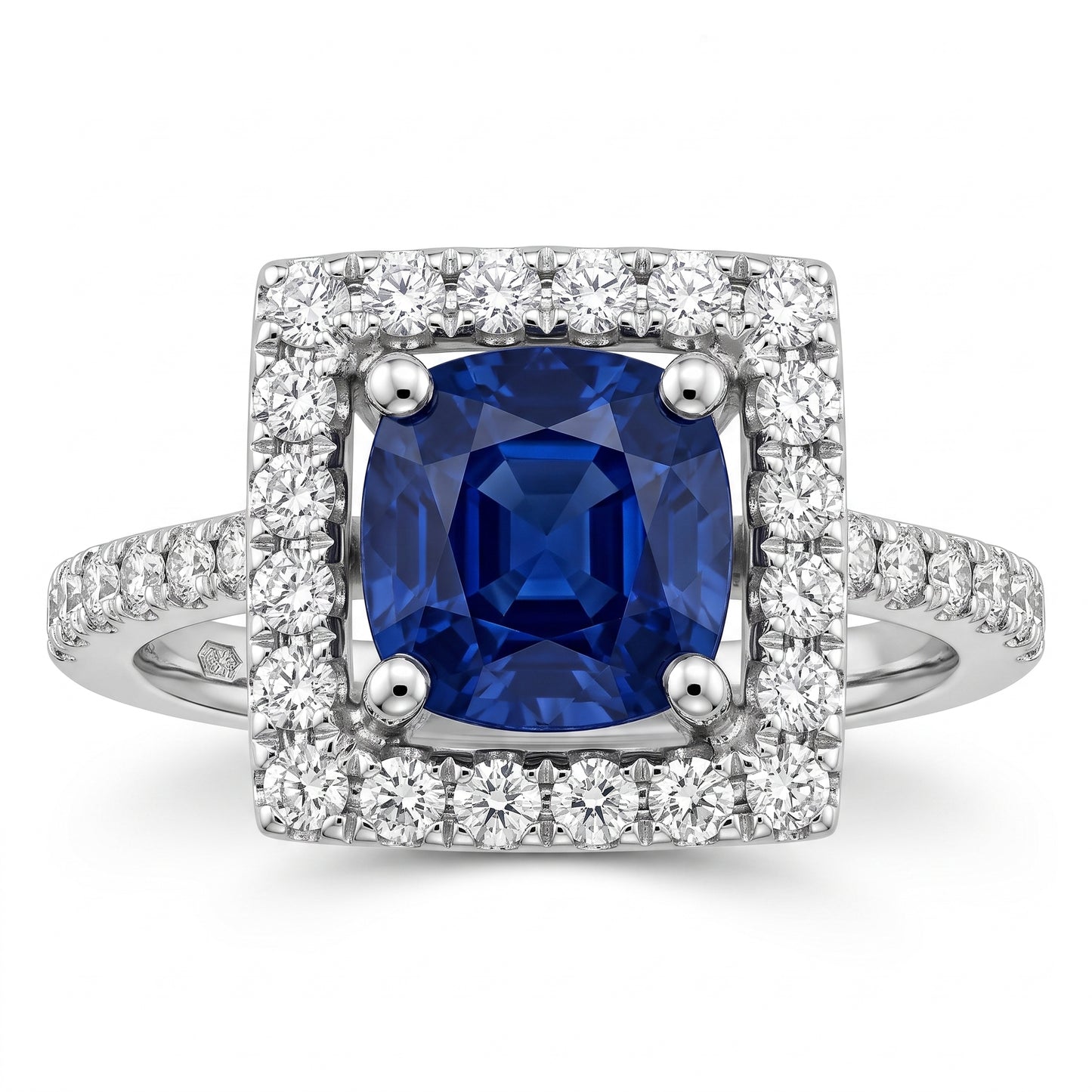 4.5x5mm Round Sapphire & 34-Diamond Micro-Set Ring