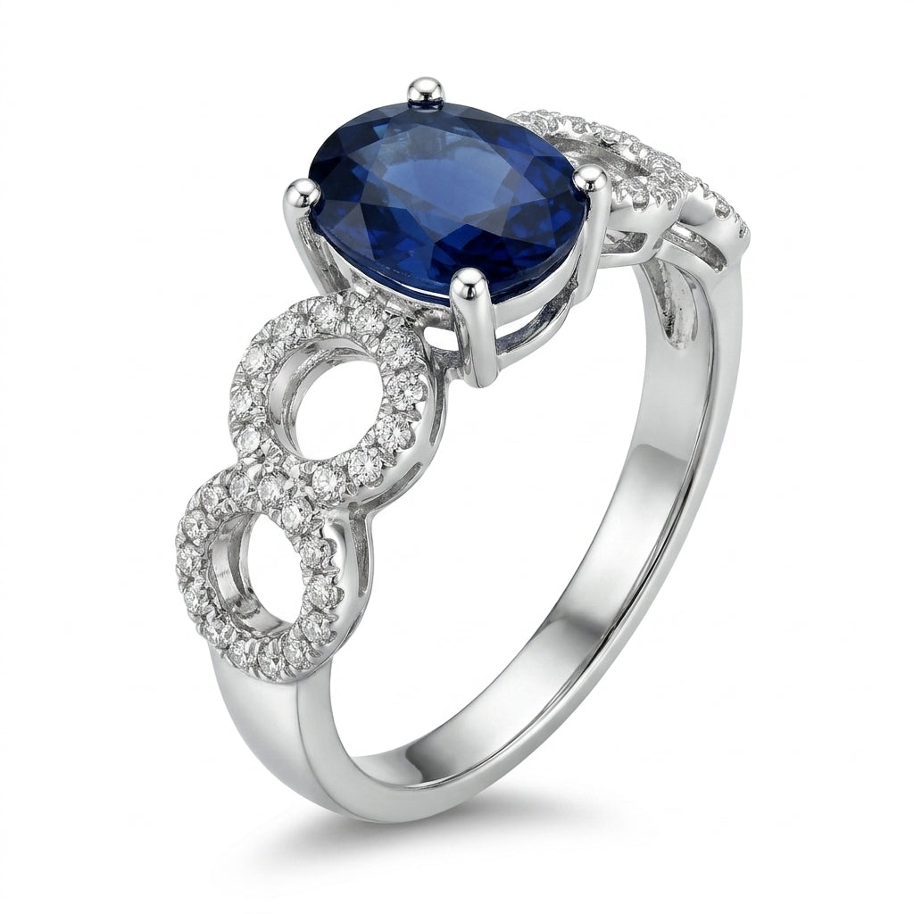 Oval Sapphire & 48-Diamond Ring