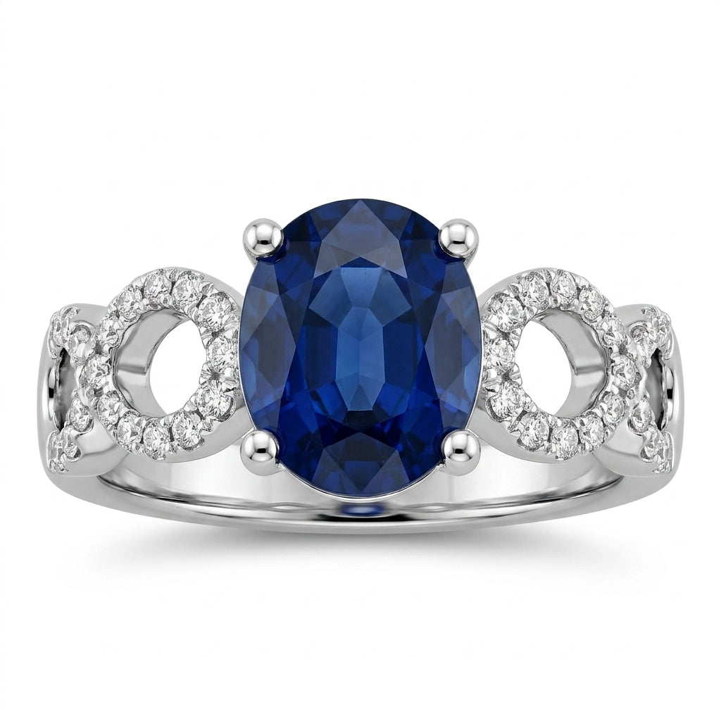 Oval Sapphire & 48-Diamond Ring
