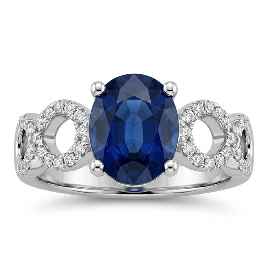 Oval Sapphire & 48-Diamond Ring