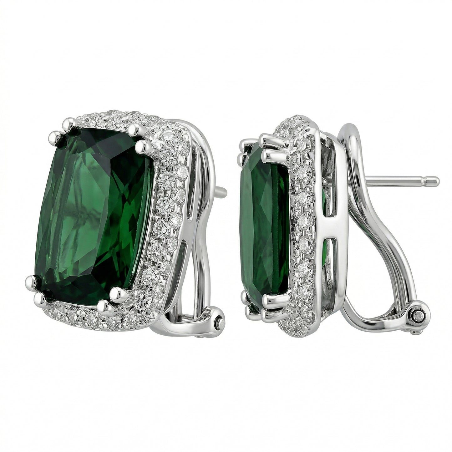 Pave Diamond Green Tourmaline  Earrings