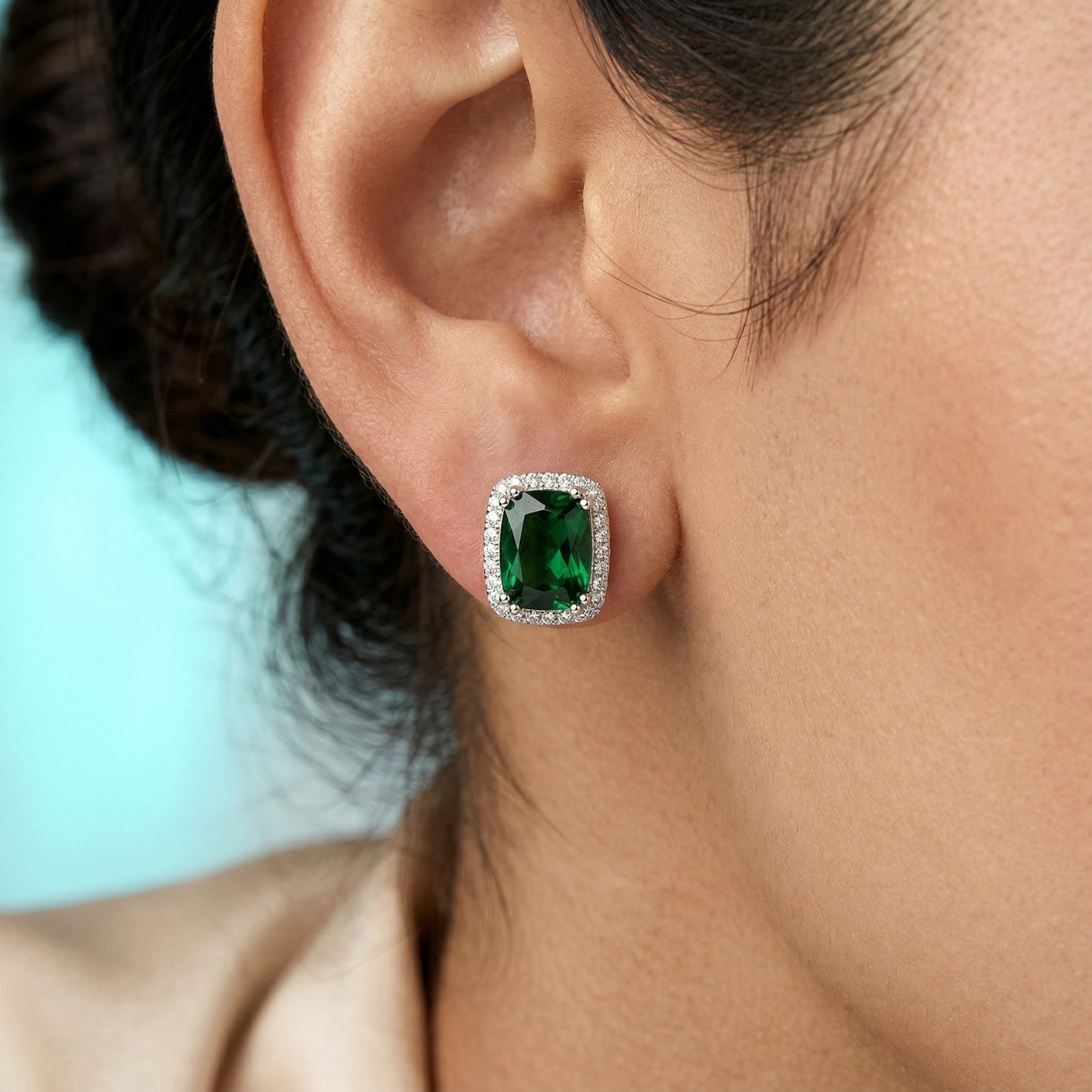 Pave Diamond Green Tourmaline  Earrings
