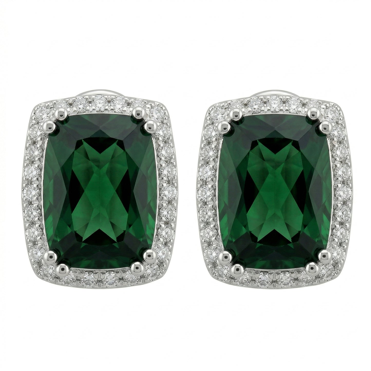 Pave Diamond Green Tourmaline  Earrings