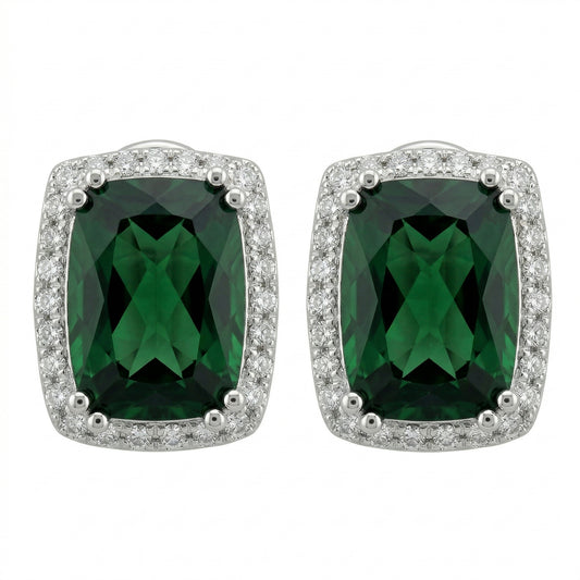Pave Diamond Green Tourmaline  Earrings